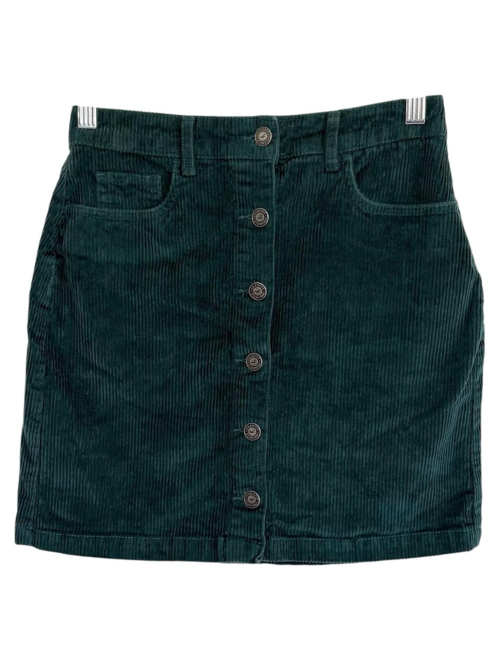HOLLISTER Emerald Green Corduroy Ultra High Rise Button Front Mini Skirt S